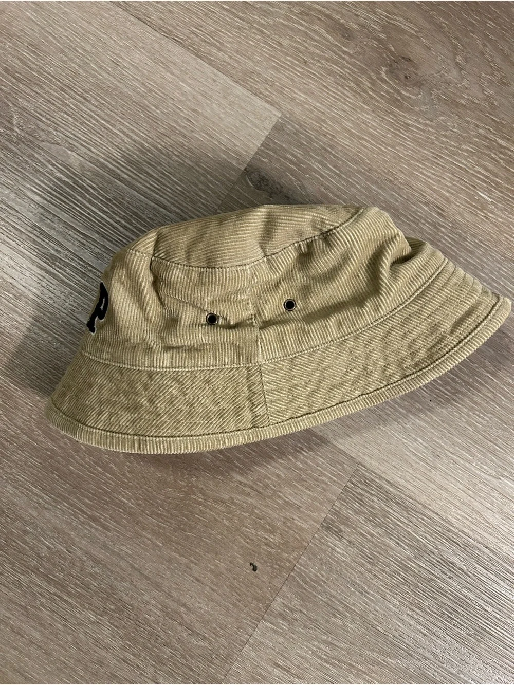 GAP Kids Beige Corduroy Bucket Hat with Navy Logo